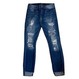 7 For All Mankind the Ankle Skinny Distressed Jeans